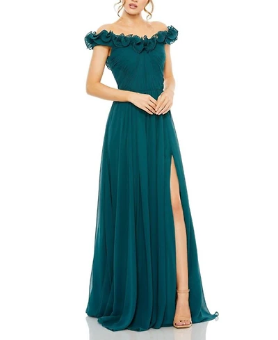Ruched Off The Shoulder A Line Gown