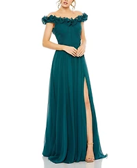 Ruched Off The Shoulder A Line Gown