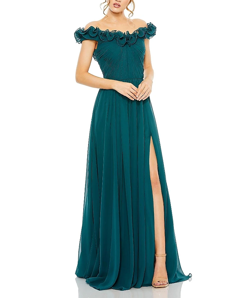 Mac Duggal Ruched Off The Shoulder A Line Gown
