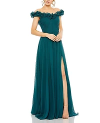 Mac Duggal Ruched Off The Shoulder A Line Gown