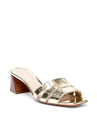 Santoni Women's Laminated Leather Mid-heel Beyond Sandals