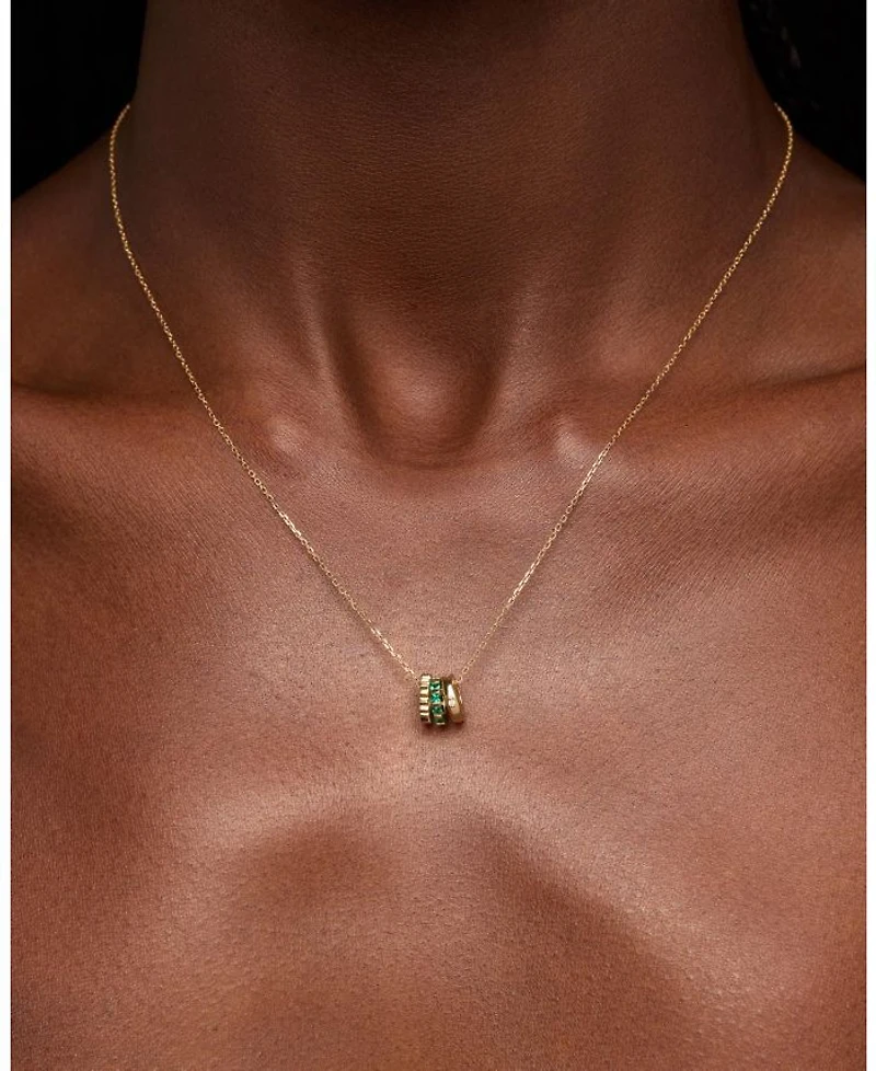 Solid Emerald Zeno Charm Necklace