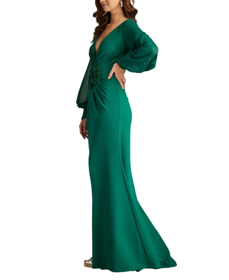 Sahana Bishop Sleeve Plunge Gown