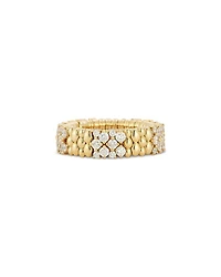 18K Yellow Gold Cashmere Diamond Beaded Stretch Ring