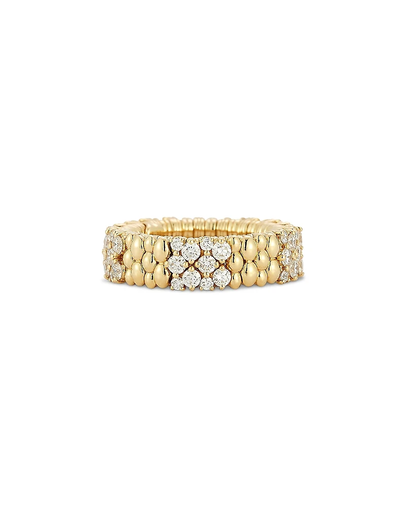 Roberto Demeglio 18K Yellow Gold Cashmere Diamond Beaded Stretch Ring