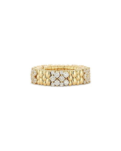 Roberto Demeglio 18K Yellow Gold Cashmere Diamond Beaded Stretch Ring