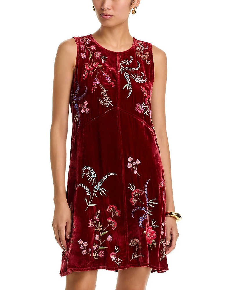Johnny Was Velvet Embroidered Dress