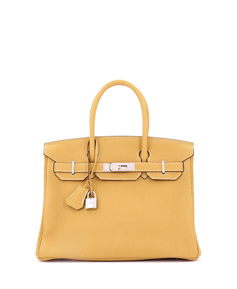 Pre-Owned HERMES Birkin 30 Handbag Yellow Togo with Palladium Hardware