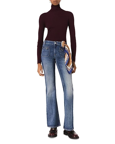 Maje Zip Pocket Bootcut Jeans