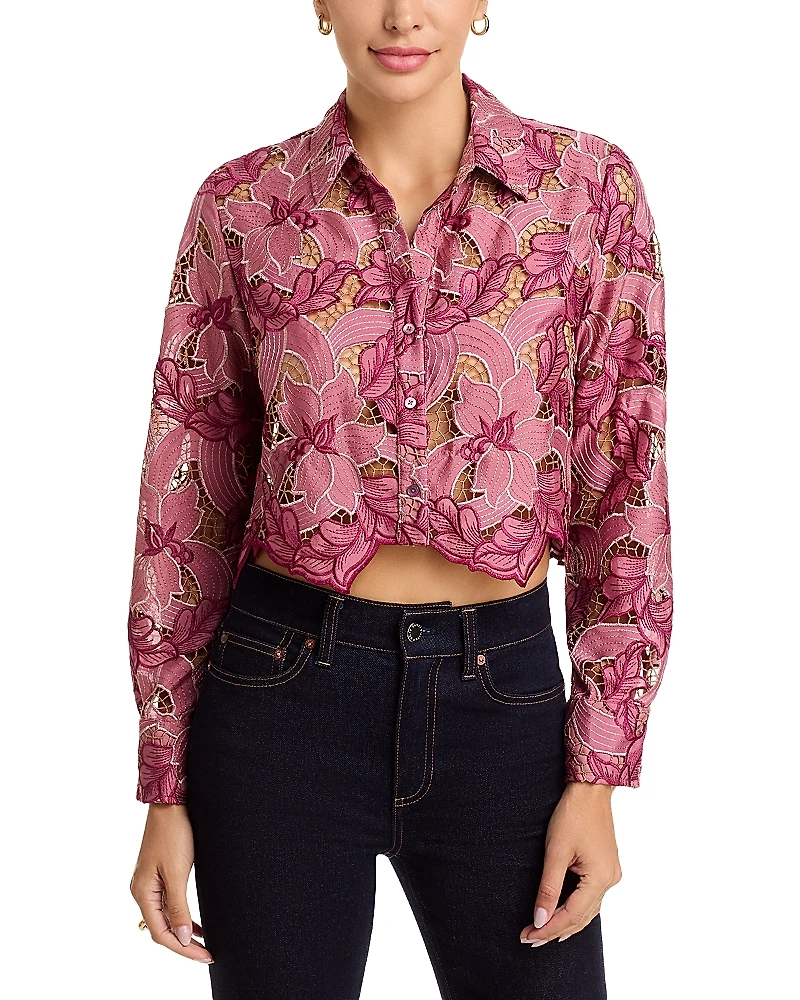 L'Agence Akemi Cropped Button Down Blouse