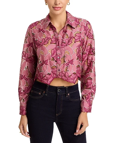 L'Agence Akemi Cropped Button Down Blouse