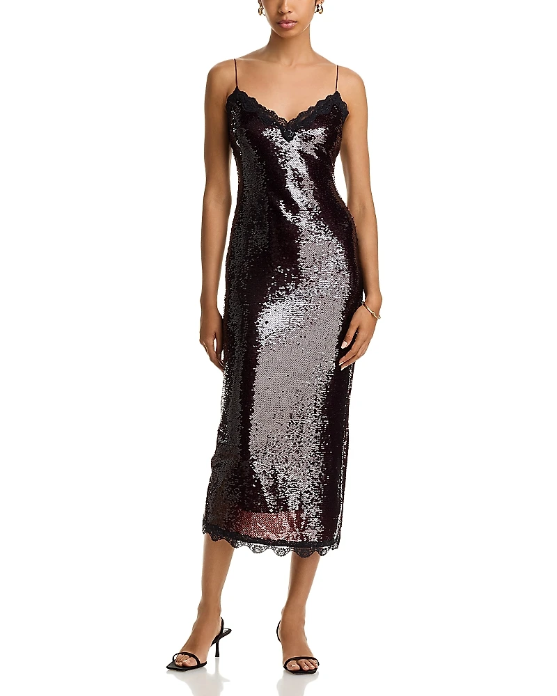 LoveShackFancy Verelith Sequined Slip Dress