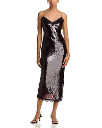 LoveShackFancy Verelith Sequined Slip Dress