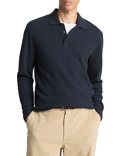 Vince Variegated Texture Long Sleeve Polo
