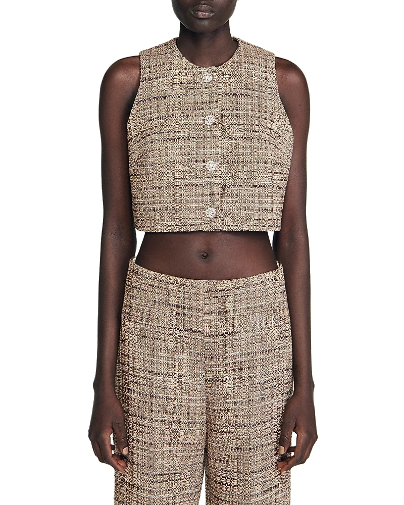 Sandro Tweed Crop Top