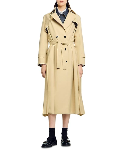 Sandro Belted Double Breasted Trench