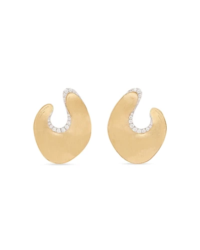 Marco Bicego 18K Yellow Gold Lunaria Diamond Sculptural Stud Earrings