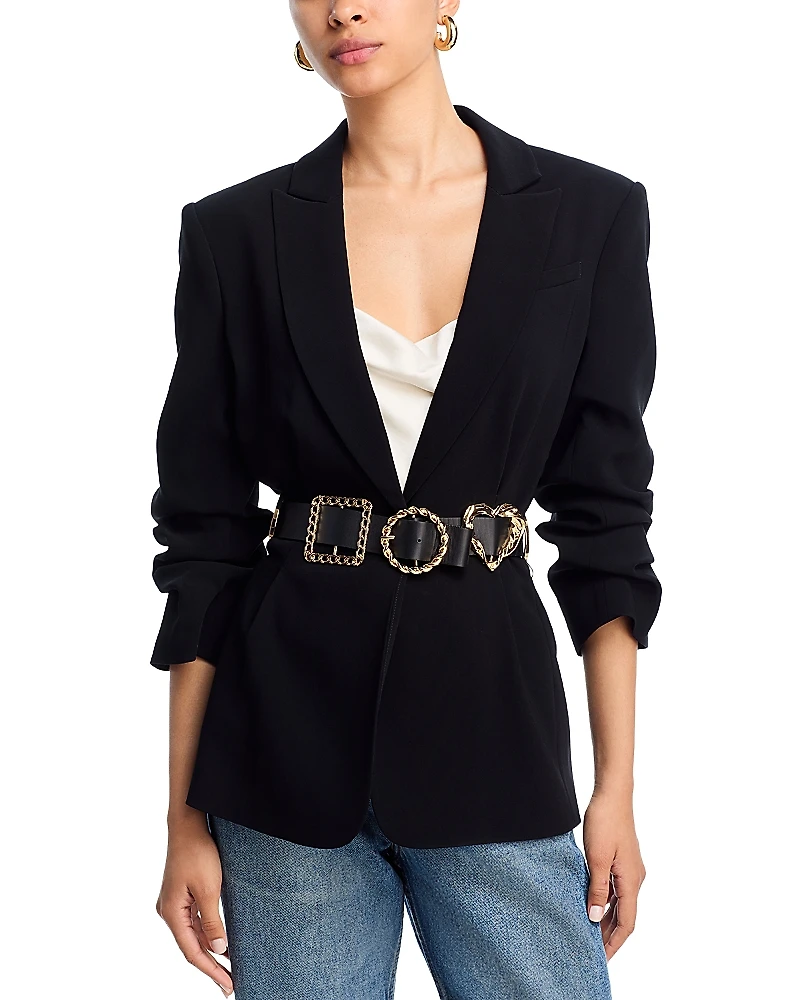 Cinq a Sept Gold Belt Scrunched Cheyenne blazer