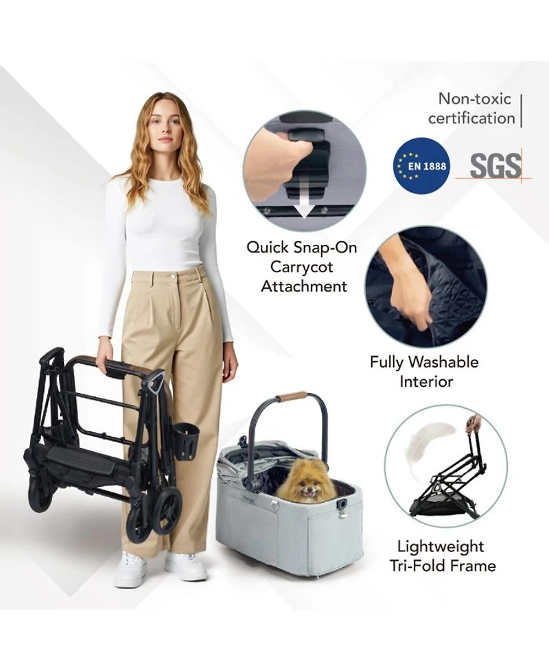 Tinker Small Detachable with Compact Buggy for Cats & Small Dogs Pet Stroller