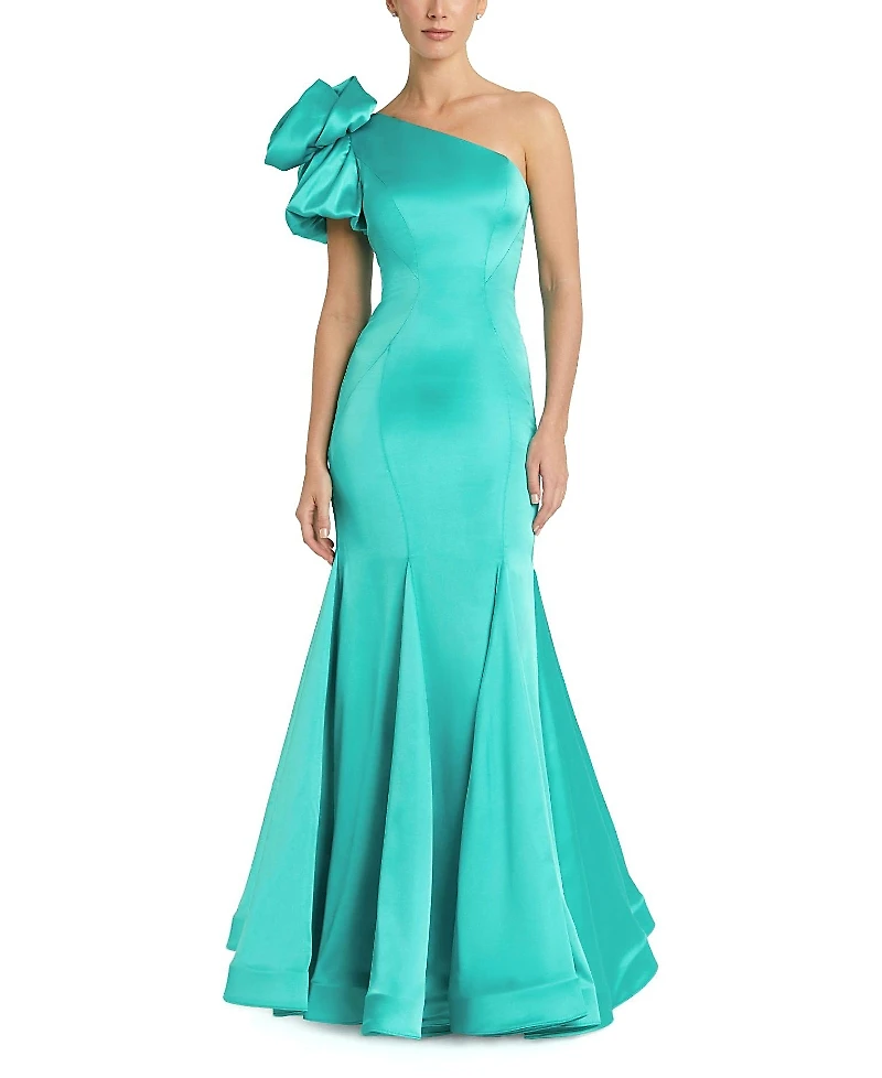 Mac Duggal Satin Mermaid One Shoulder Gown