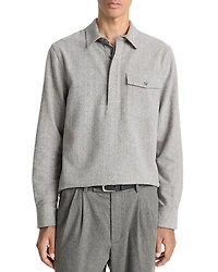 Vince Herringbone Long Sleeve Popover Shirt