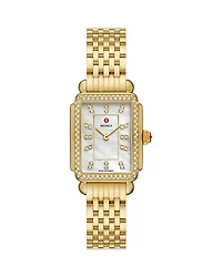 Michele Deco Courbe 18K Gold-Plated Diamond Watch, 26mm x 32mm