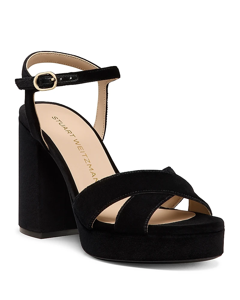Stuart Weitzman Women's Dayna Velvet Platform Sandals