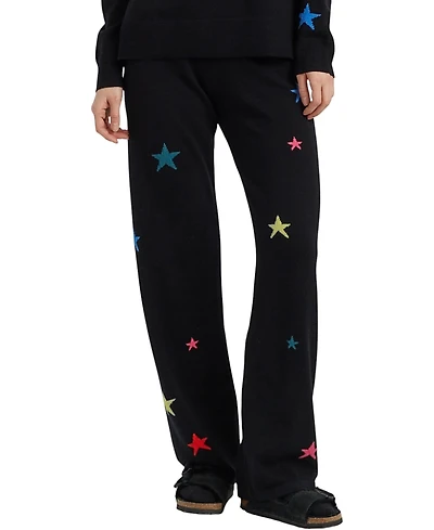 Chinti & Parker Women's Wool Cashmere Star Wide-Leg Track Pants