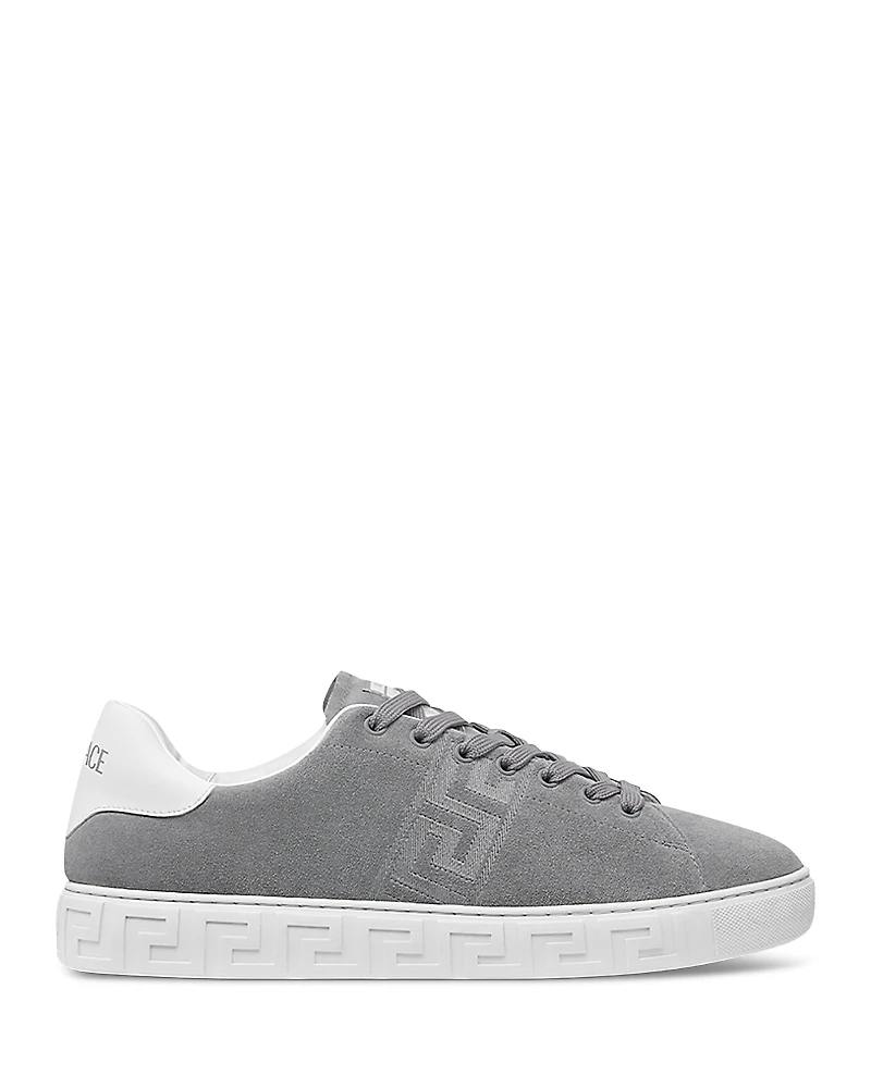 Versace Men's Embroidered La Greca Suede Sneakers