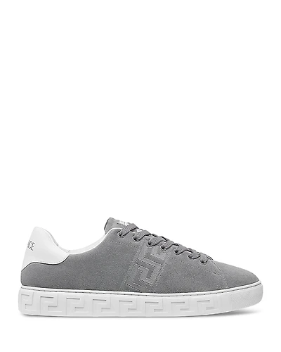 Versace Men's Embroidered La Greca Suede Sneakers