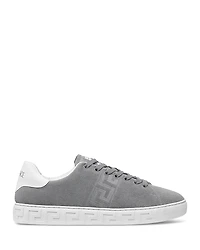 Versace Men's Embroidered La Greca Suede Sneakers