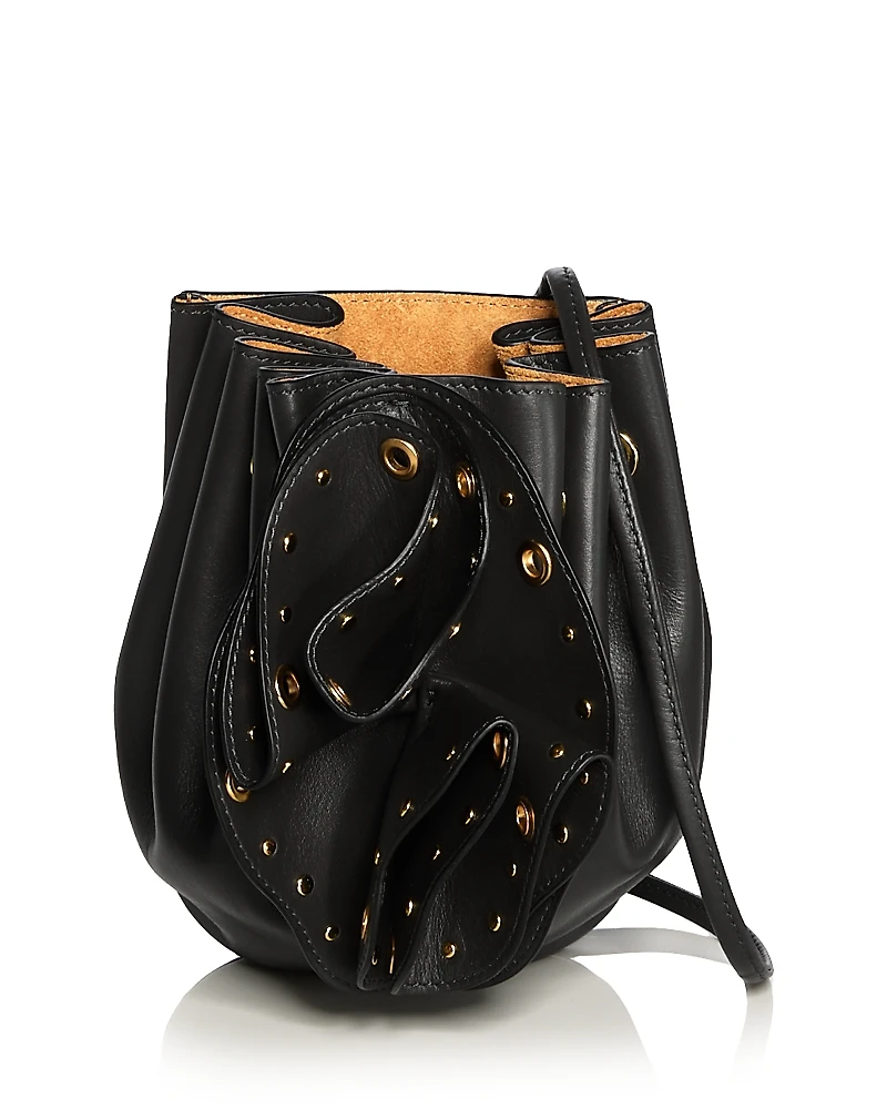 Farm Rio Leather Flower Studded Bucket Bag