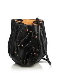 Farm Rio Leather Flower Studded Bucket Bag