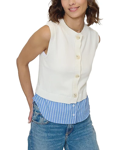 Central Park West Women's Kira Twofer Button Up Tank