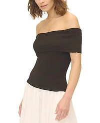 Central Park West Women's Darcy Mixed Media Off Shoulder Dress