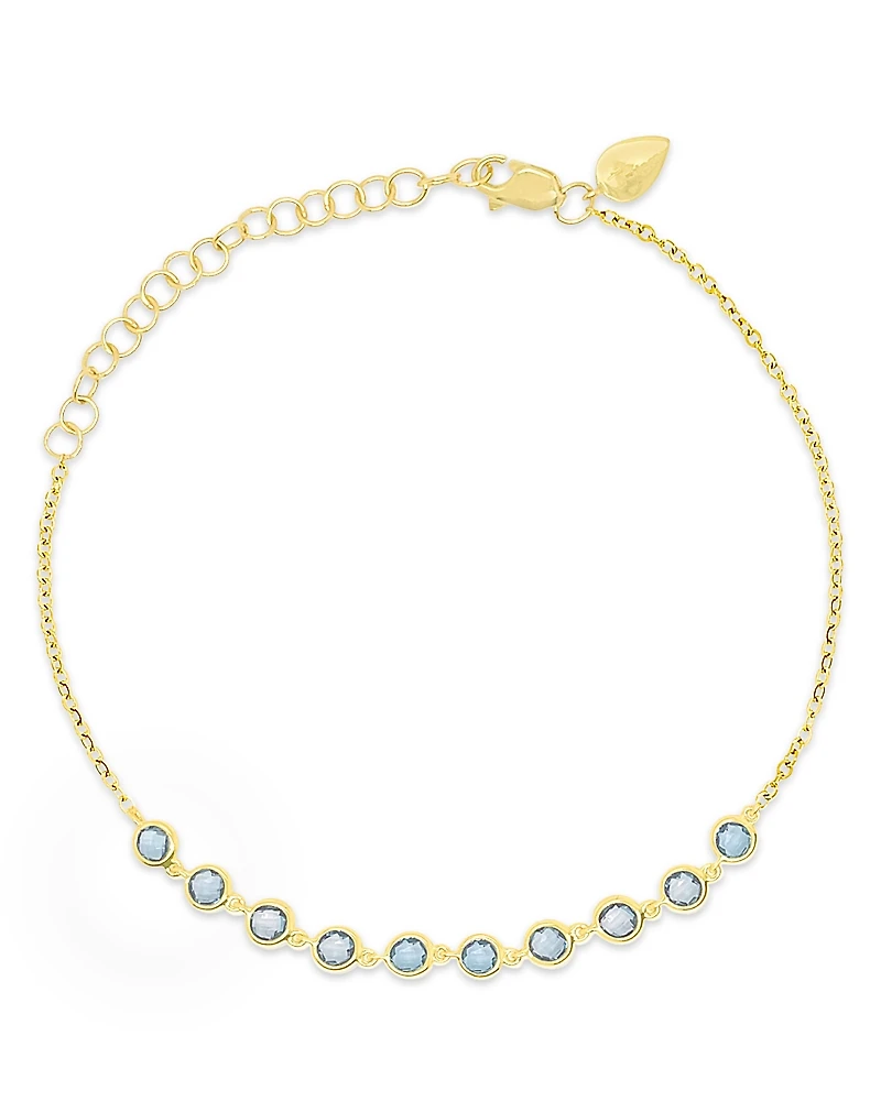 Meira T 14K Yellow Gold Blue Topaz Bezel Chain Link Bracelet