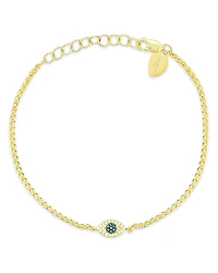 Meira T 14K Yellow Gold Multicolor Diamond Evil Eye Wheat Link Chain Bracelet