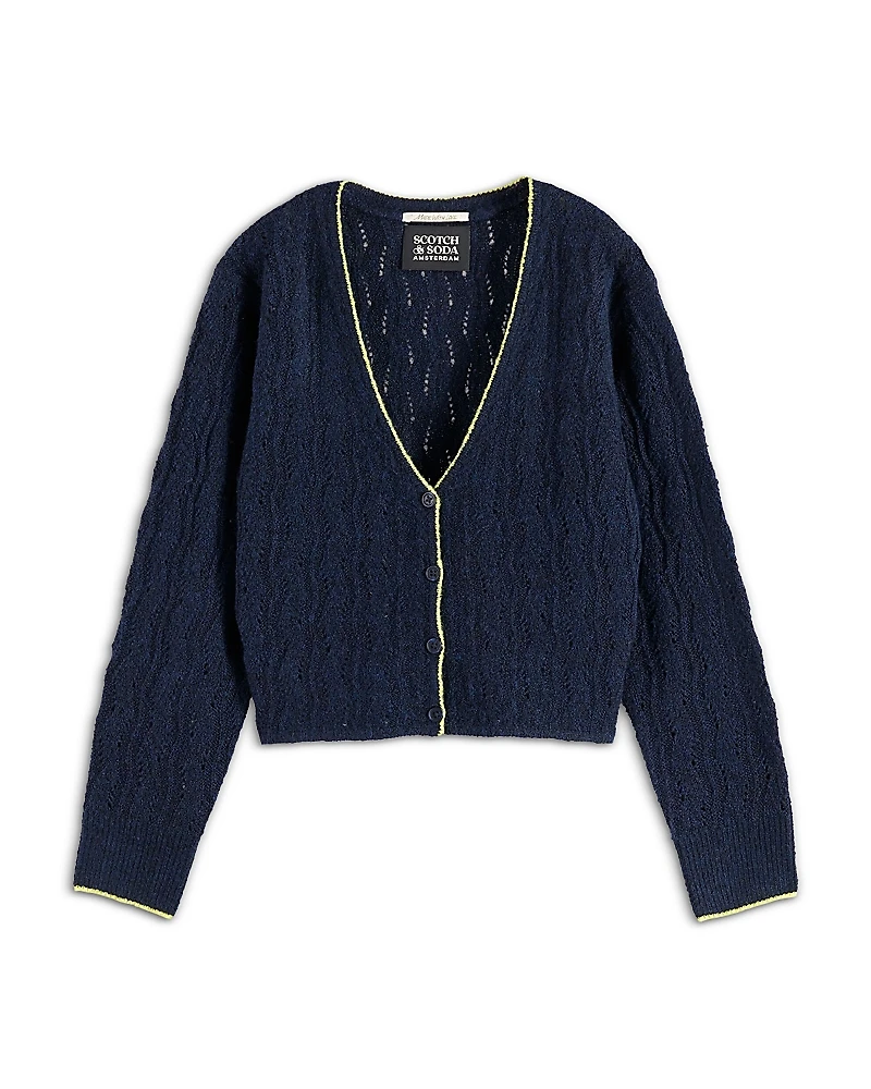 Scotch & Soda Girls' Lightweight Ajour Knitted Cardigan - Little Kid, Big Kid