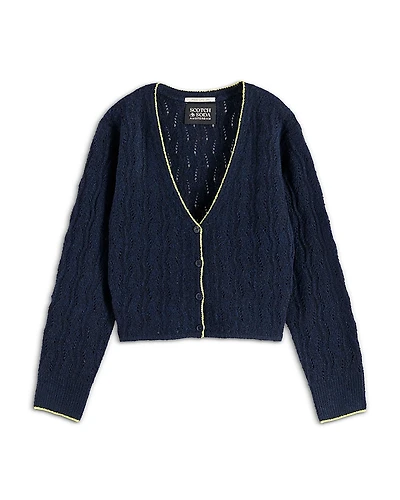 Scotch & Soda Girls' Lightweight Ajour Knitted Cardigan - Little Kid, Big Kid