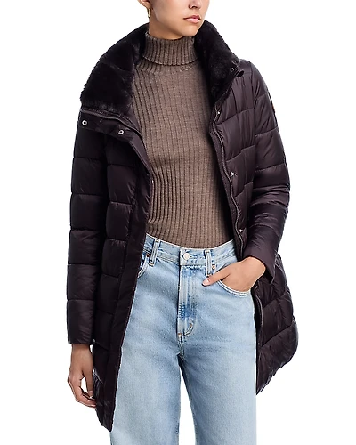 Save The Duck Dalea Faux Fur Trim Puffer Coat