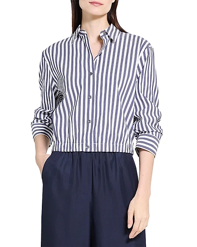 Theory Crop Button Front Shirt