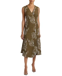 URSA Sleeveless Faux Wrap Dress with Metal Buckle
