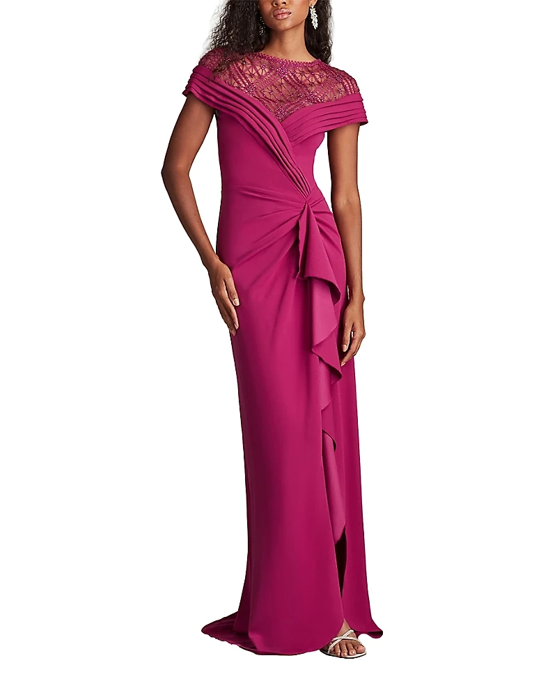 Tadashi Shoji Yura Waterfall Flounce Gown