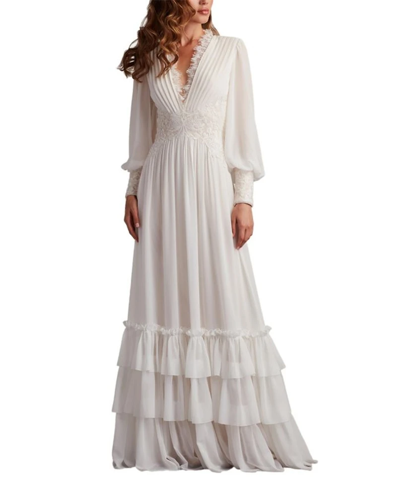 Topanga Tiered Bishop Sleeve Gown