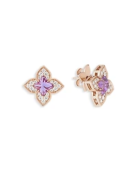 Roberto Coin 18K Rose Gold Venetian Princess Carnival Amethyst & Diamond Flower Stud Earrings