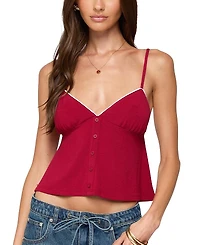 Edikted Kellyn Button Contrast Babydoll Top