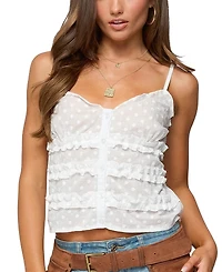 Edikted Chrissa Embroidered Cotton Ruffle Top
