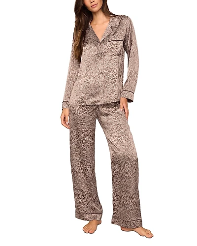 Eberjey Inez Printed Washable Silk Long Pajama Set