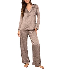 Eberjey Inez Printed Washable Silk Long Pajama Set