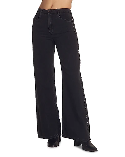 Bella Dahl Anya Studded High Rise Wide Leg Jeans